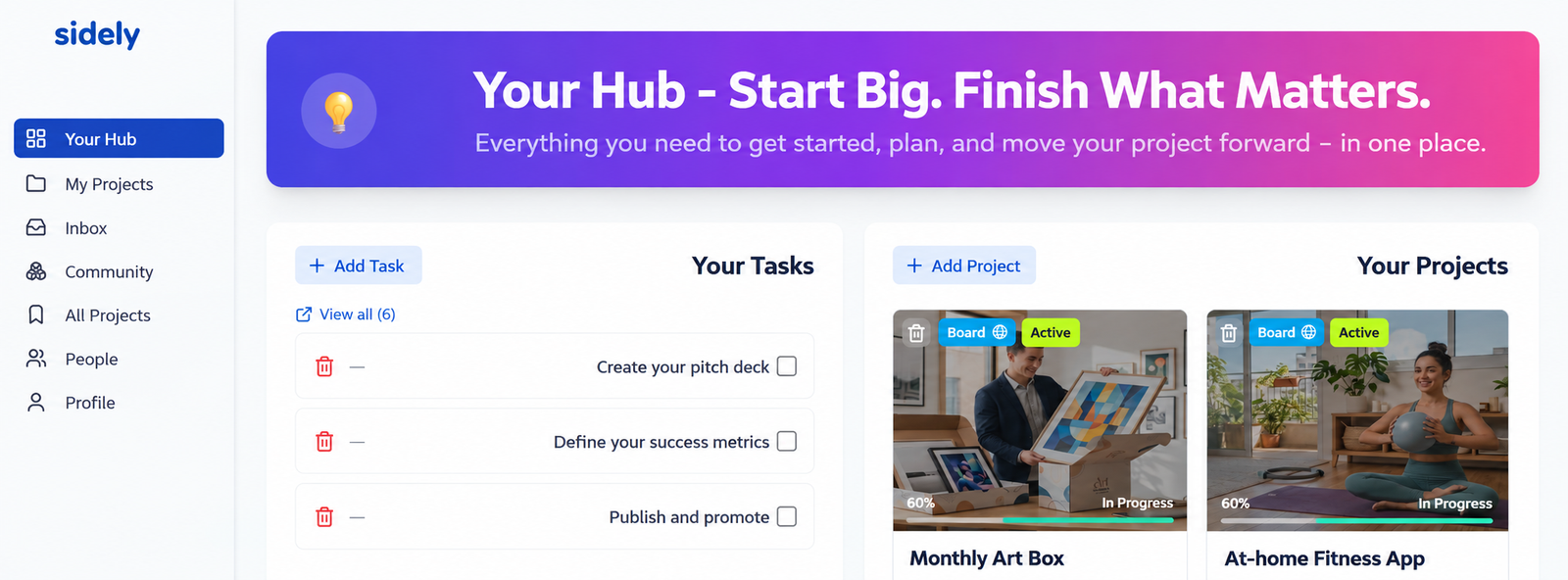 Your personal workspace in Sidely