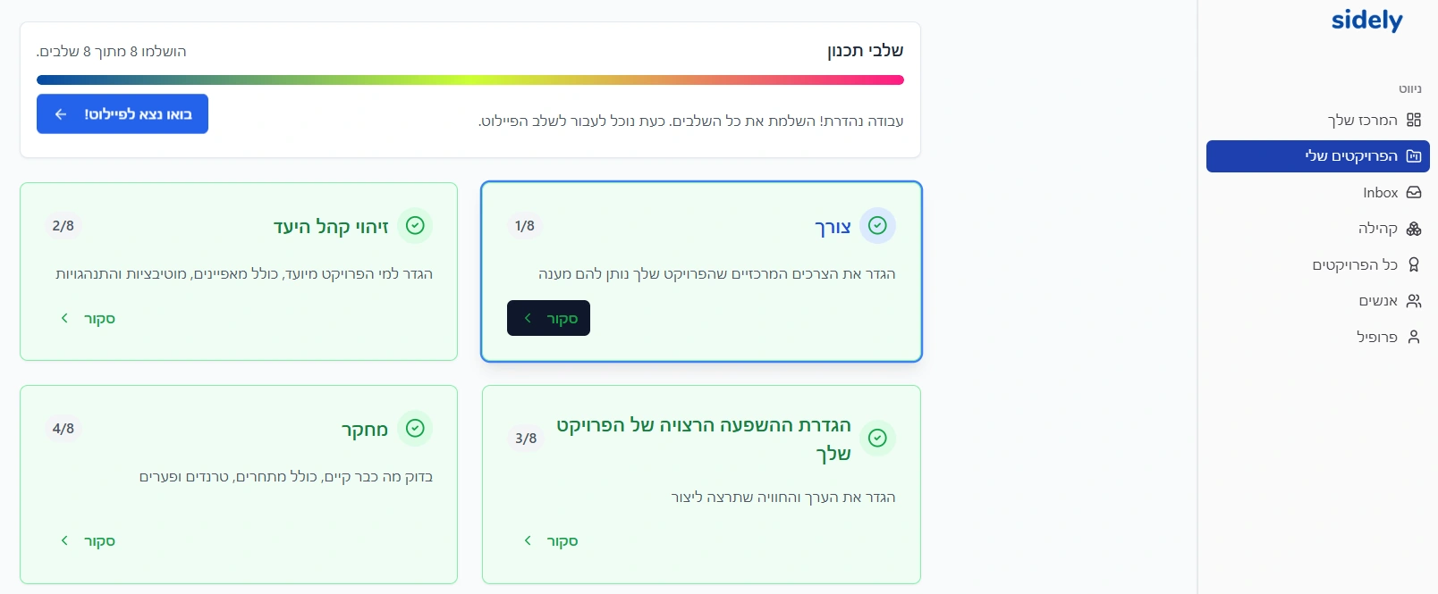 שלבי התכנון ב־Sidely: צורך, קהל יעד, השפעה רצויה ומחקר